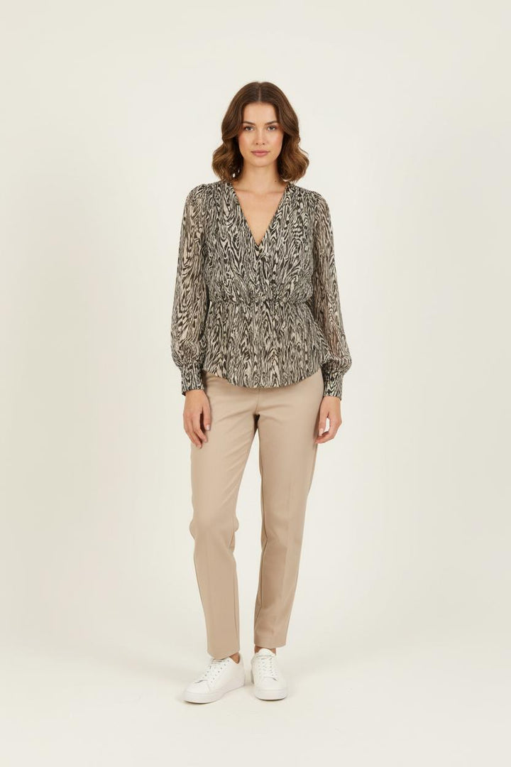 Blouse Beige et Noire - Taille S/36 de la marque Bérénice | PARAD73373 - Vendu par Paradigme - Image 1