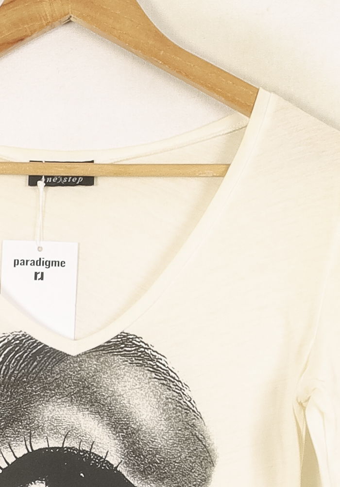 Tee-shirt Manches Longues Beige - Taille S/36 de la marque One Step | PARAD73394 - Vendu par Paradigme - Image 3