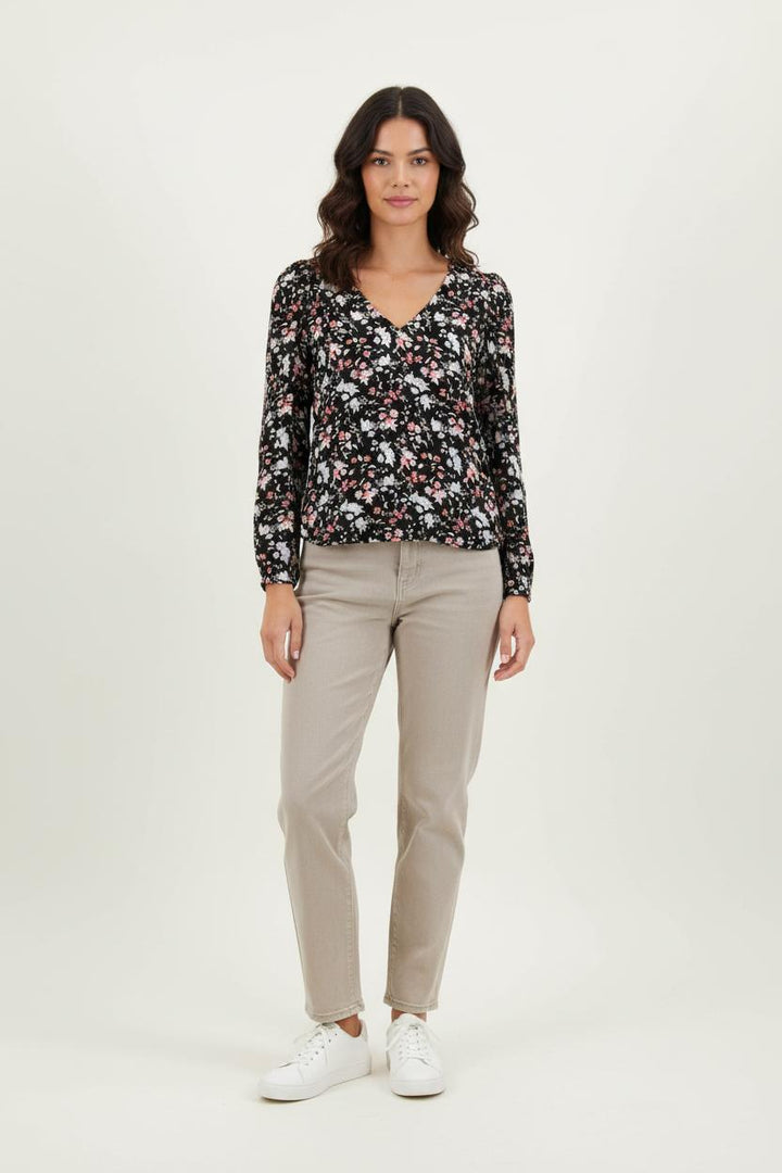 Blouse Fleurie Noire - Taille M/38 de la marque Claudie Pierlot | PARAD73395 - Vendu par Paradigme - Image 1