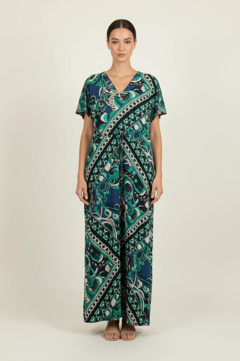 Robe Longue Verte et Bleue - Taille XL/42 de la marque La Fée Maraboutée | PARAD73436 - Vendu par Paradigme - Image 1