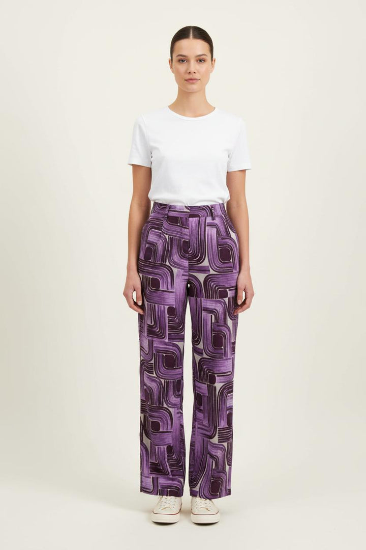 Pantalon Large Violet et Blanc - Taille XL/42 de la marque La Fée Maraboutée | PARAD73463 - Vendu par Paradigme - Image 1