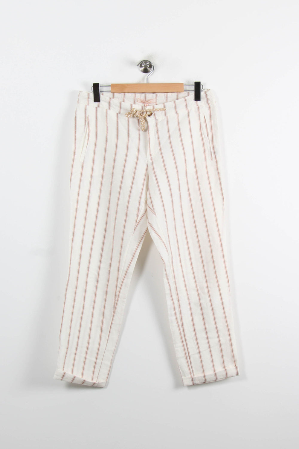 Pantalon Rayé Blanc et Marron - Taille M/38 de la marque La Fée Maraboutée | PARAD73468 - Vendu par Paradigme - Image 2