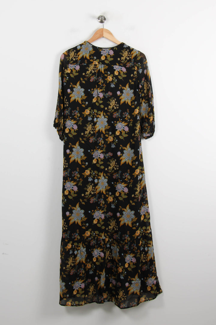 Robe Longue Noire et Fleurie - Taille S/36 de la marque IKKS | PARAD73537 - Vendu par Paradigme - Image 4