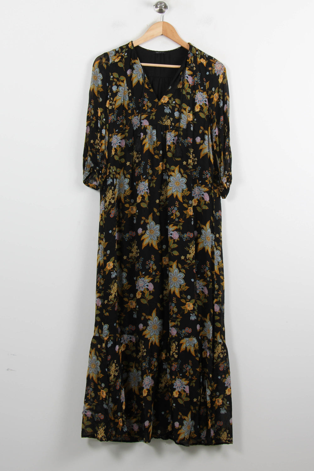 Robe Longue Noire et Fleurie - Taille S/36 de la marque IKKS | PARAD73537 - Vendu par Paradigme - Image 2