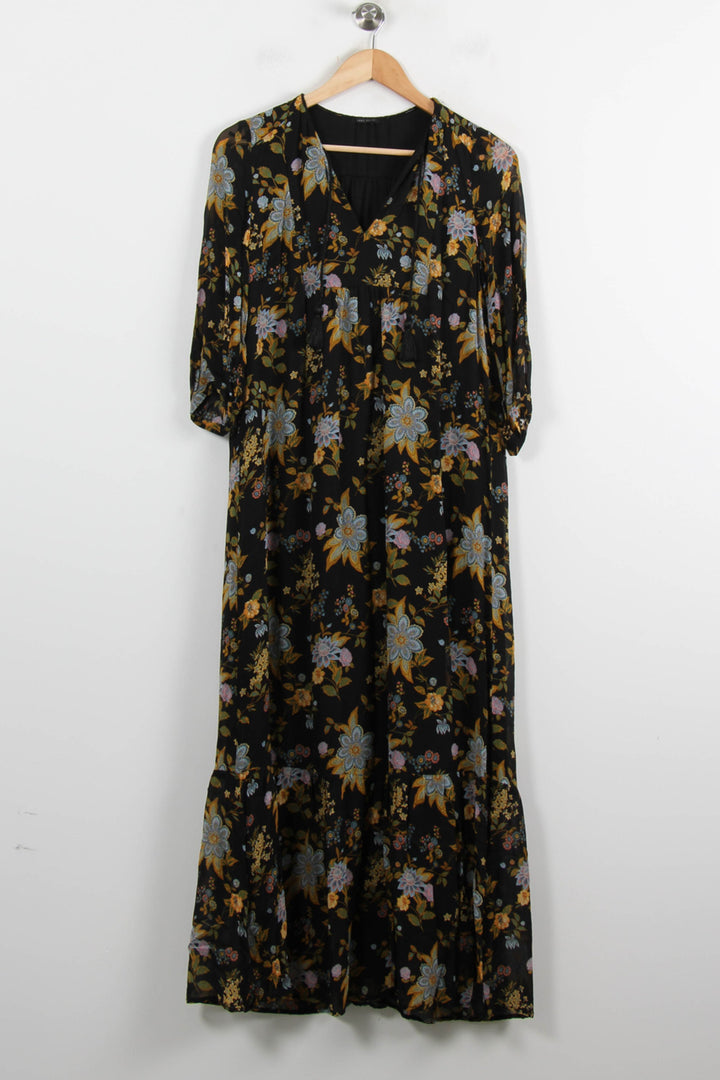 Robe Longue Noire et Fleurie - Taille S/36 de la marque IKKS | PARAD73537 - Vendu par Paradigme - Image 2