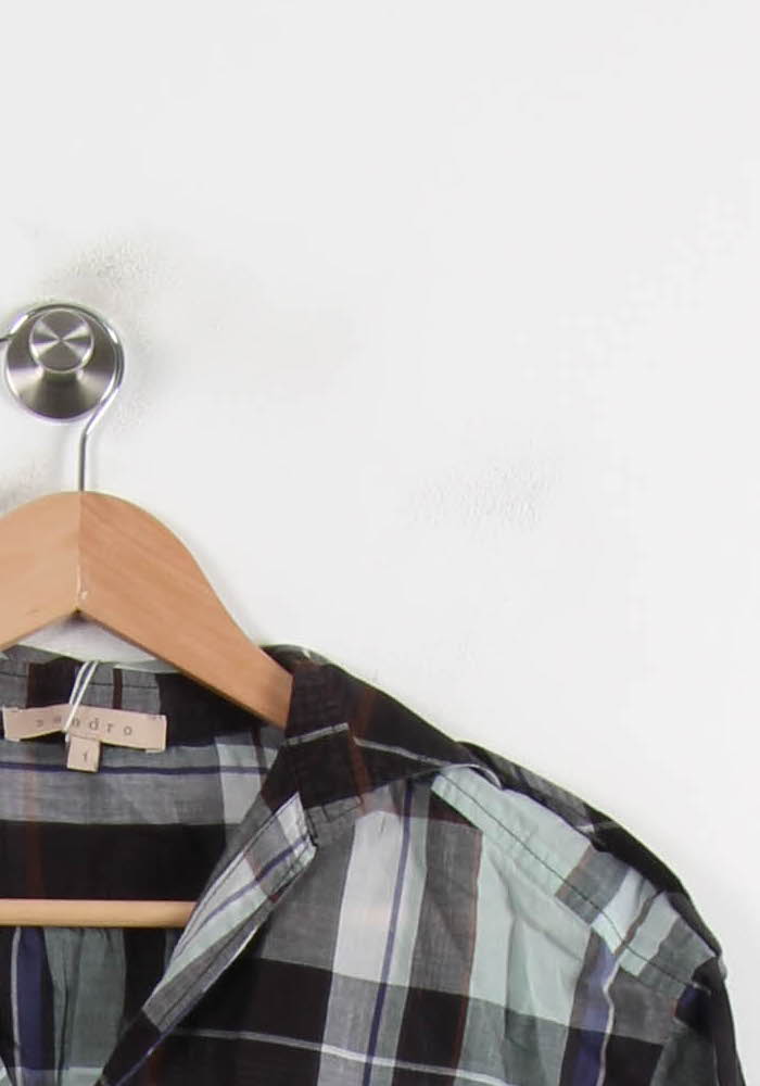 Chemise À Carreaux Noire et Blanche - Taille S/36 de la marque Sandro | PARAD73567 - Vendu par Paradigme - Image 3