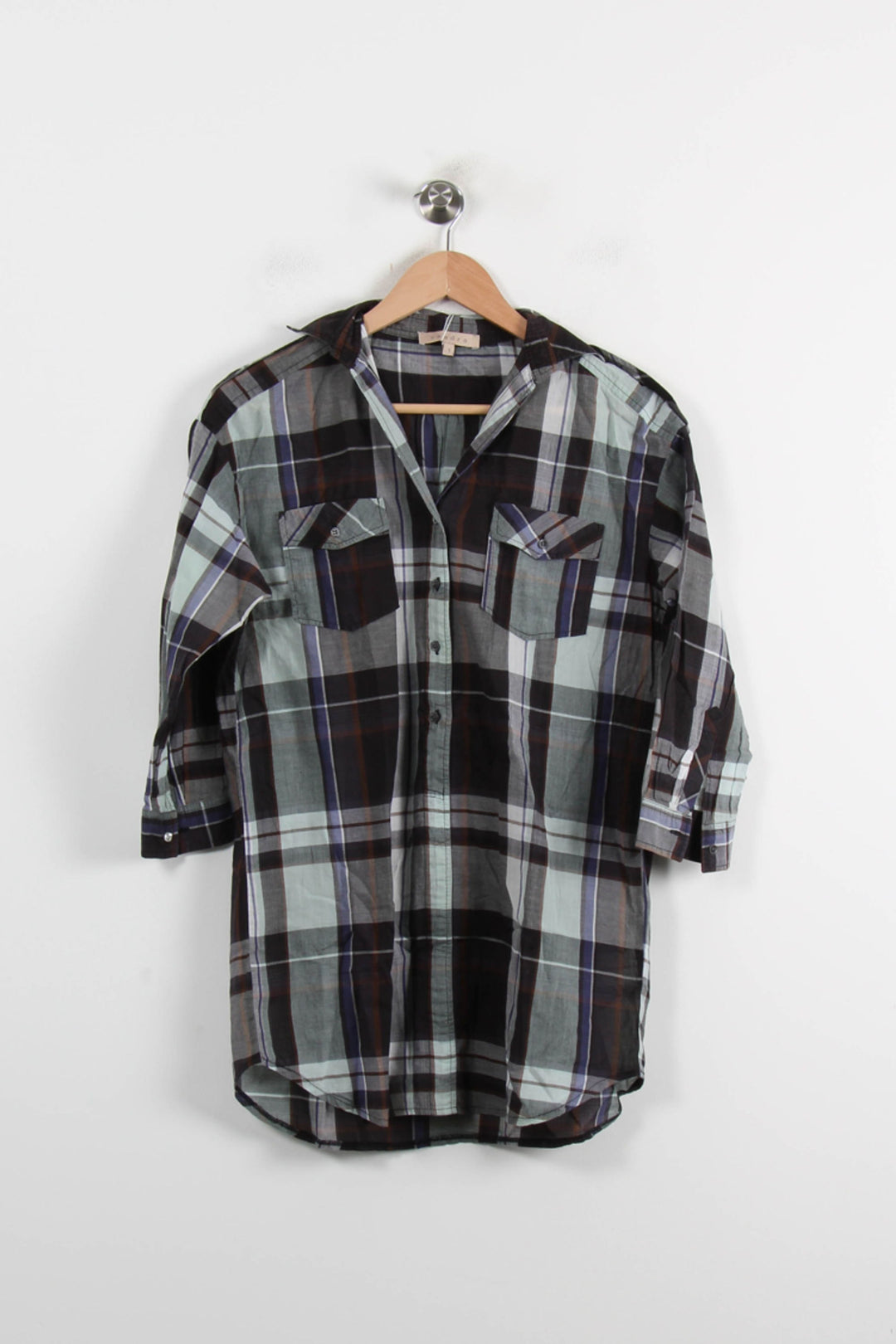 Chemise À Carreaux Noire et Blanche - Taille S/36 de la marque Sandro | PARAD73567 - Vendu par Paradigme - Image 2
