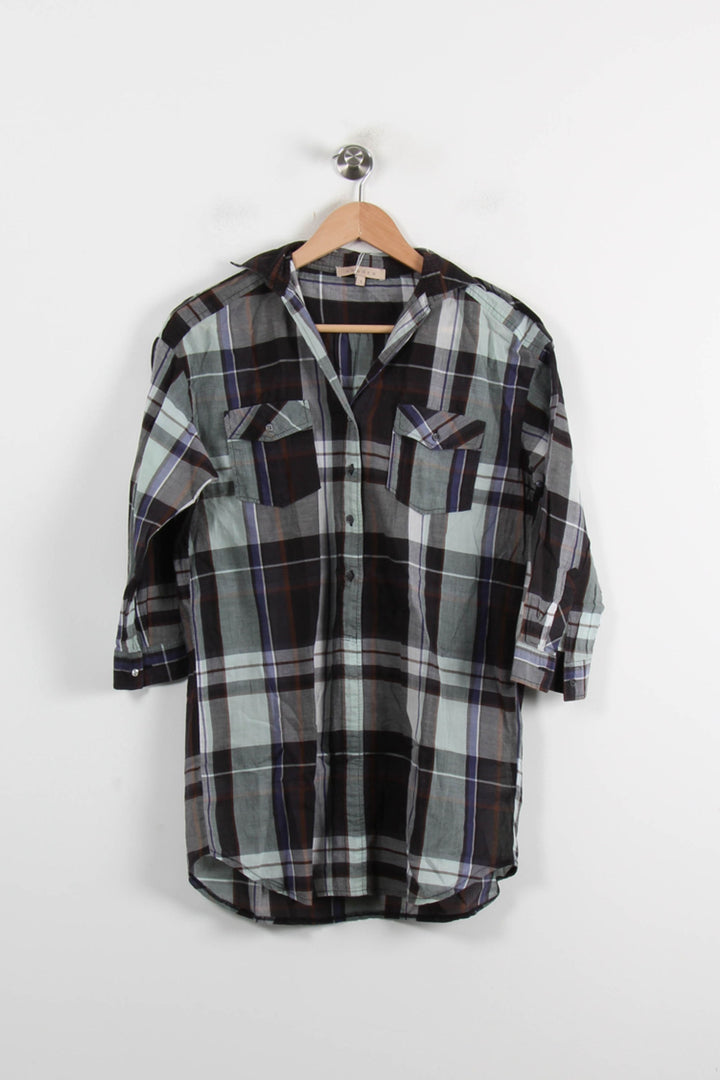 Chemise À Carreaux Noire et Blanche - Taille S/36 de la marque Sandro | PARAD73567 - Vendu par Paradigme - Image 2