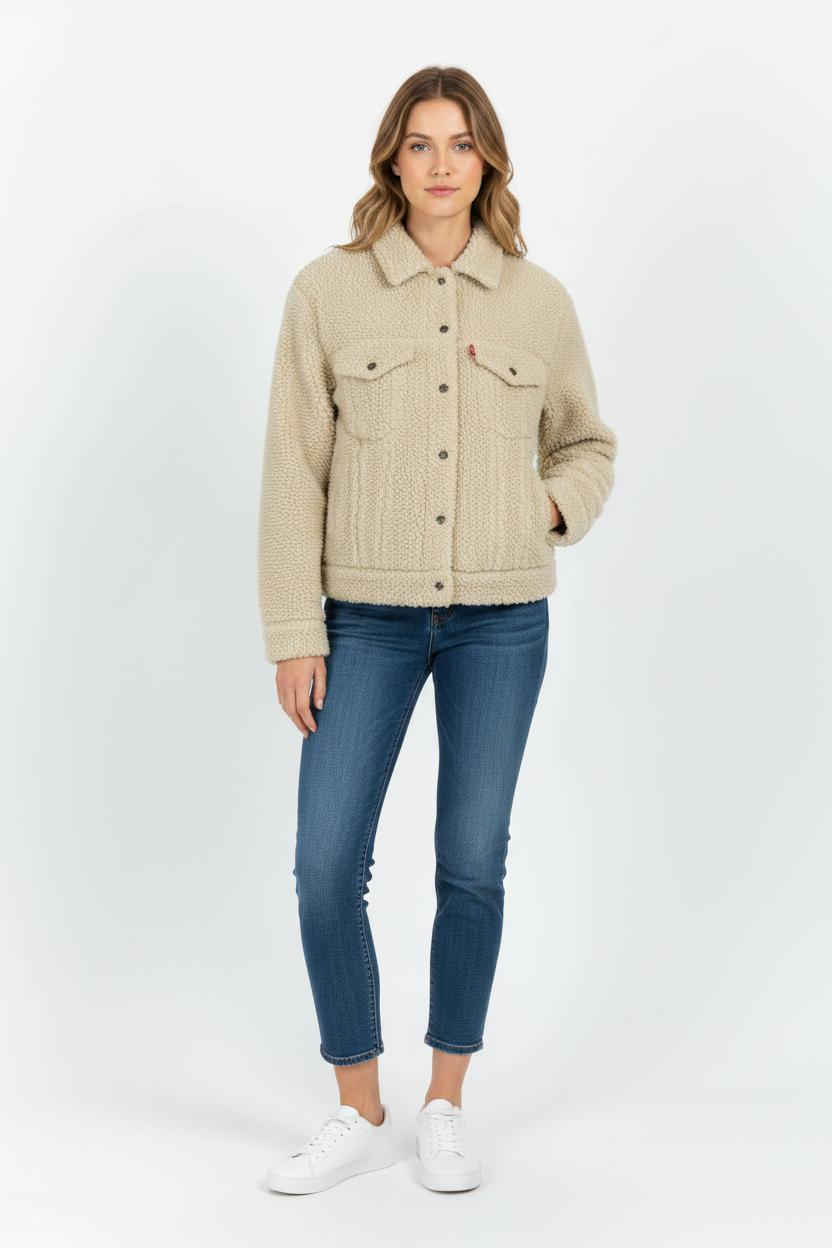 Veste Sherpa Beige - Taille M/38 de la marque Levi's | PARAD73604 - Vendu par Paradigme - Image 1
