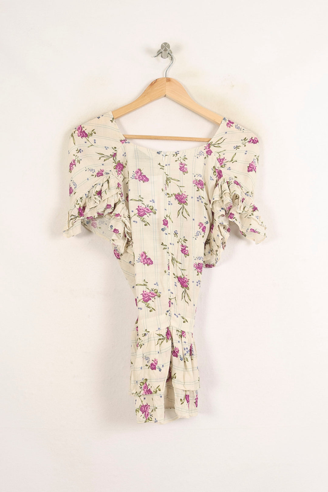 Blouse Blanche à Fleurs Roses et Violettes - Taille S/36 de la marque Bérénice | PARAD73653 - Vendu par Paradigme - Image 4