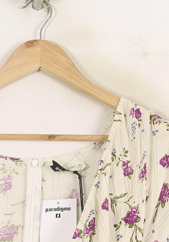 Blouse Blanche à Fleurs Roses et Violettes - Taille S/36 de la marque Bérénice | PARAD73653 - Vendu par Paradigme - Image 3