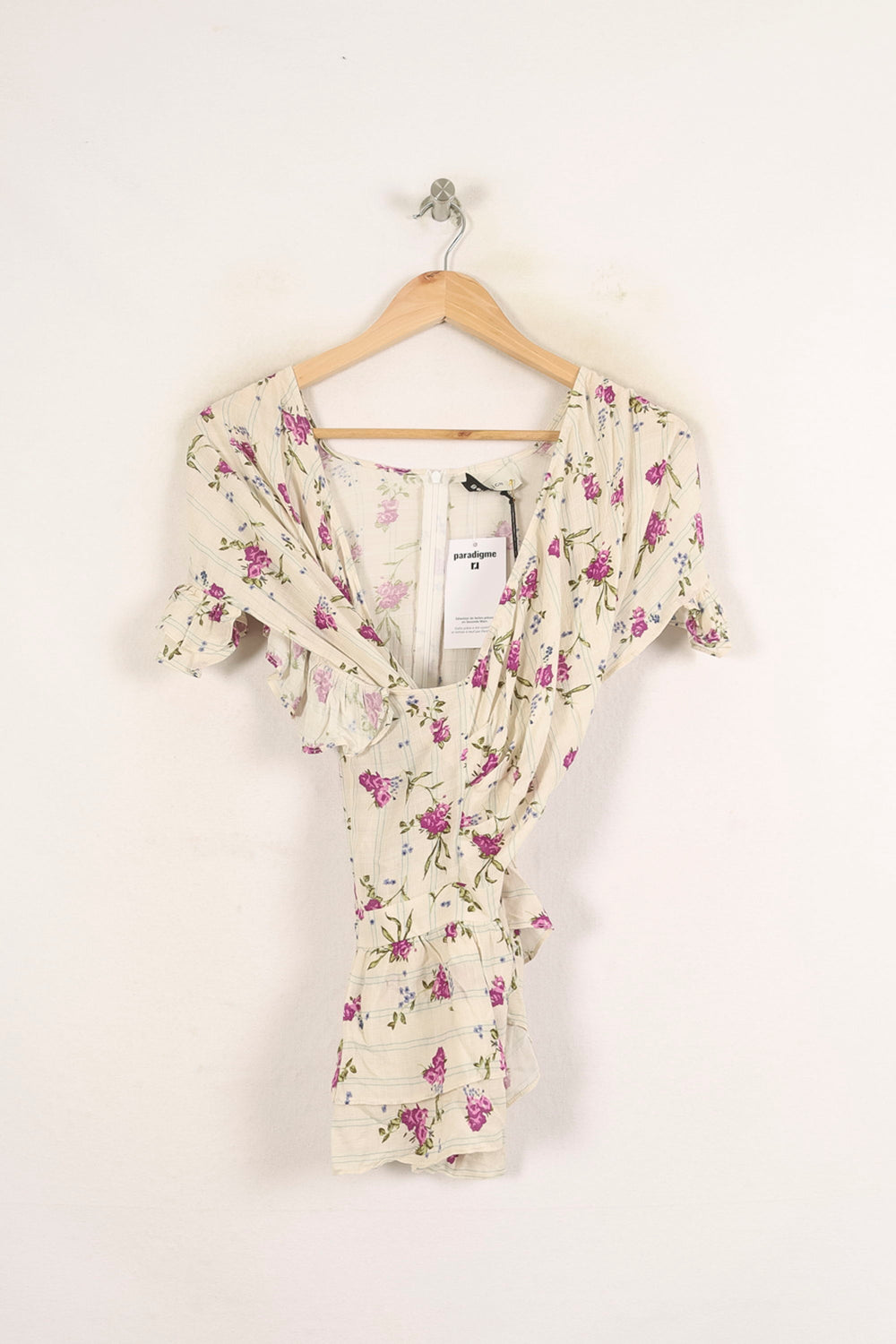 Blouse Blanche à Fleurs Roses et Violettes - Taille S/36 de la marque Bérénice | PARAD73653 - Vendu par Paradigme - Image 2