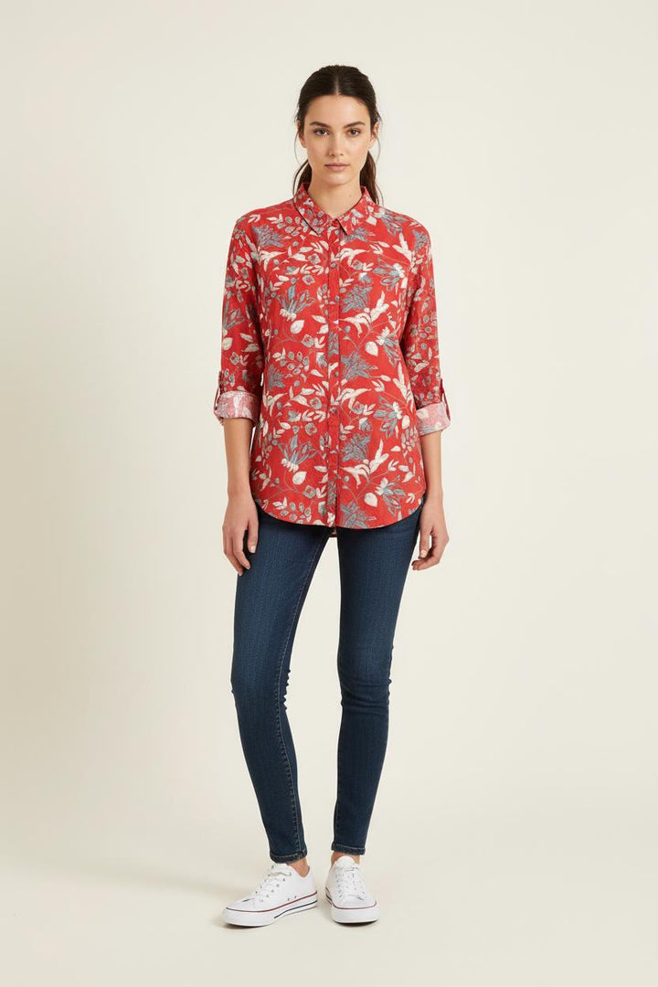 Chemise Florale Rouge et Blanche - Taille L/40 de la marque Bérénice | PARAD73669 - Vendu par Paradigme - Image 1