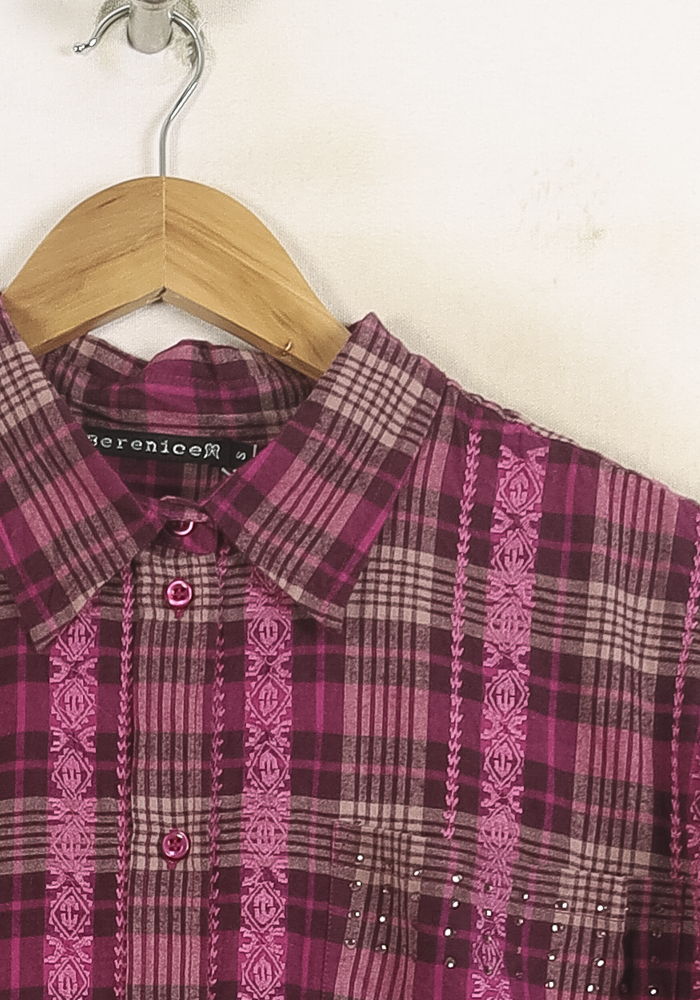 Chemise À Carreaux Violette et Rose - Taille S/36 de la marque Bérénice | PARAD73671 - Vendu par Paradigme - Image 3