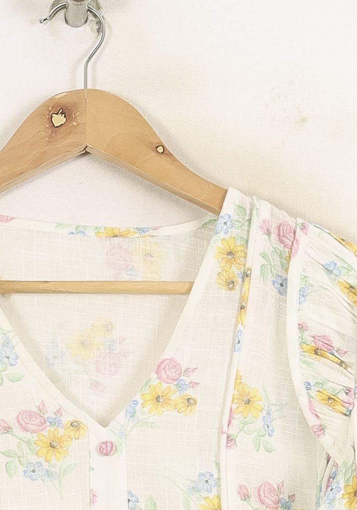 Blouse Blanche à Fleurs - Taille S/36 de la marque Bérénice | PARAD73673 - Vendu par Paradigme - Image 3