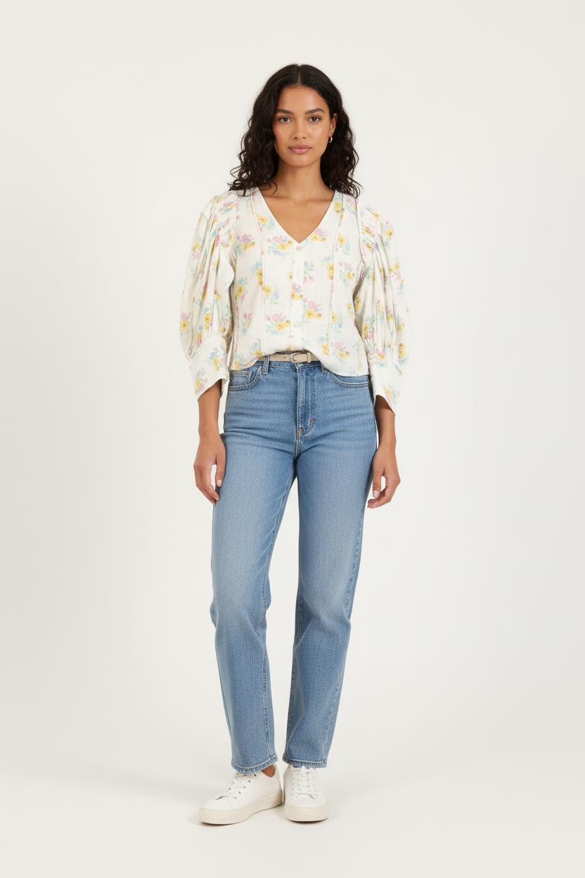 Blouse Blanche à Fleurs - Taille S/36 de la marque Bérénice | PARAD73673 - Vendu par Paradigme - Image 1