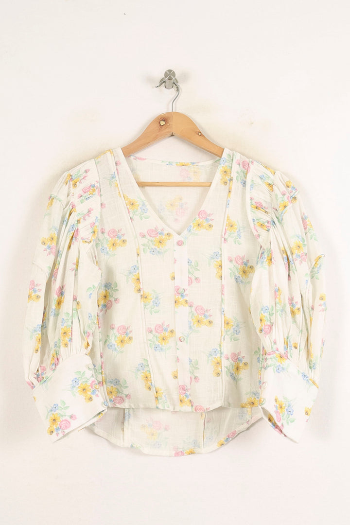 Blouse Blanche à Fleurs - Taille S/36 de la marque Bérénice | PARAD73673 - Vendu par Paradigme - Image 2
