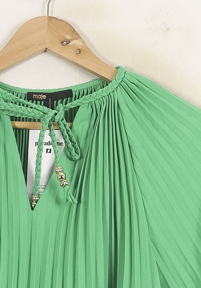Blouse Plissée Verte - Taille S/36 de la marque Maje | PARAD73710 - Vendu par Paradigme - Image 3