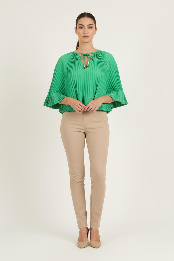 Blouse Plissée Verte - Taille S/36 de la marque Maje | PARAD73710 - Vendu par Paradigme - Image 1