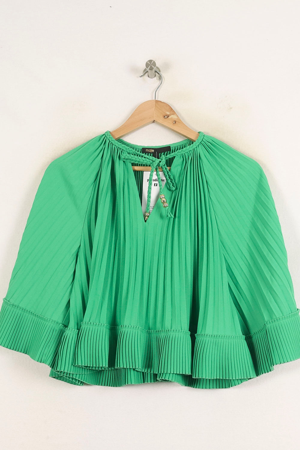 Blouse Plissée Verte - Taille S/36 de la marque Maje | PARAD73710 - Vendu par Paradigme - Image 2