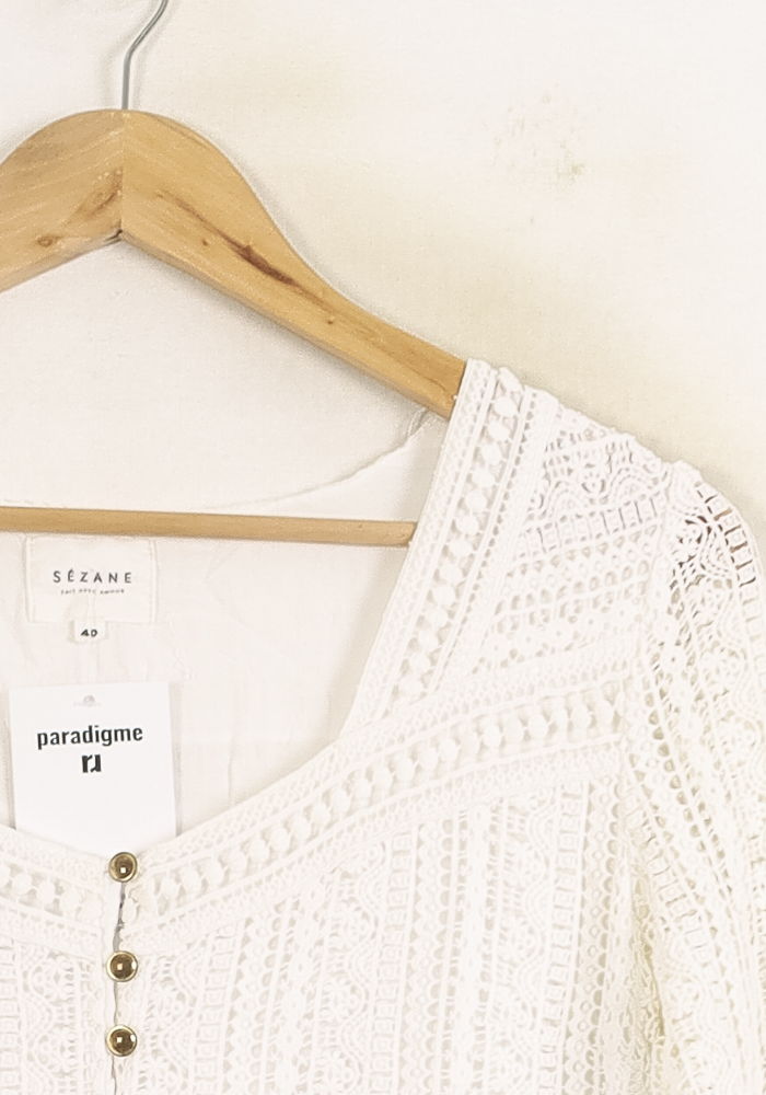 Robe Courte Blanche - Taille L/40 de la marque Sézane | PARAD73717 - Vendu par Paradigme - Image 3