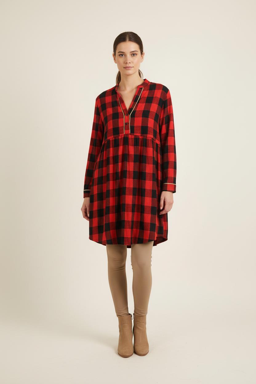Robe Chemise Rouge et Noire - Taille S/36 de la marque Imprevu | PARAD73740 - Vendu par Paradigme - Image 1