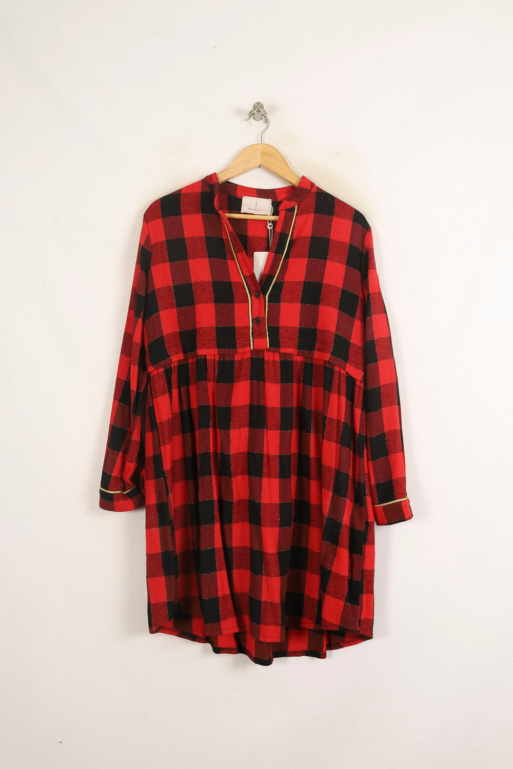 Robe Chemise Rouge et Noire - Taille S/36 de la marque Imprevu | PARAD73740 - Vendu par Paradigme - Image 2