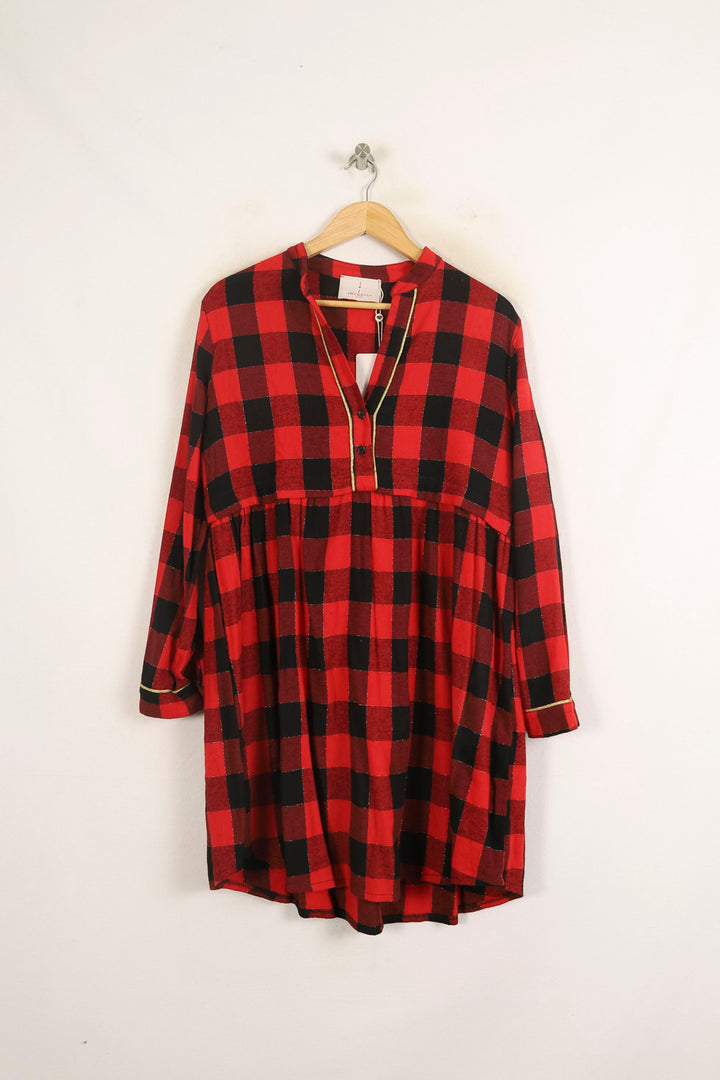 Robe Chemise Rouge et Noire - Taille S/36 de la marque Imprevu | PARAD73740 - Vendu par Paradigme - Image 2