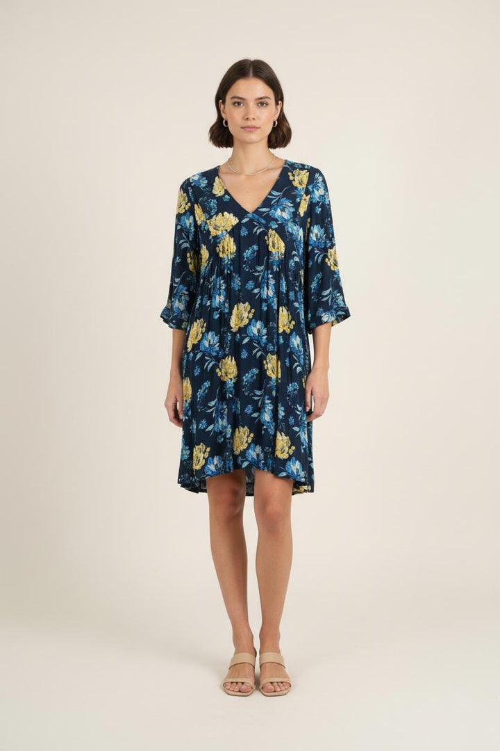Robe Fleurie Bleu et Jaune - Taille S/36 de la marque Grace & Mila | PARAD73773 - Vendu par Paradigme - Image 1