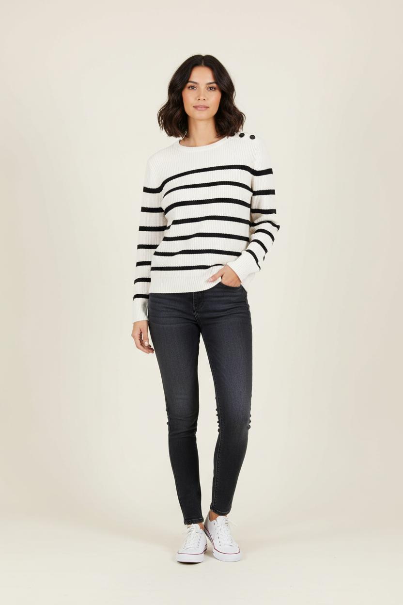 Pull Blanc et Noir - Taille M/38 de la marque IKKS | PARAD73793 - Vendu par Paradigme - Image 1