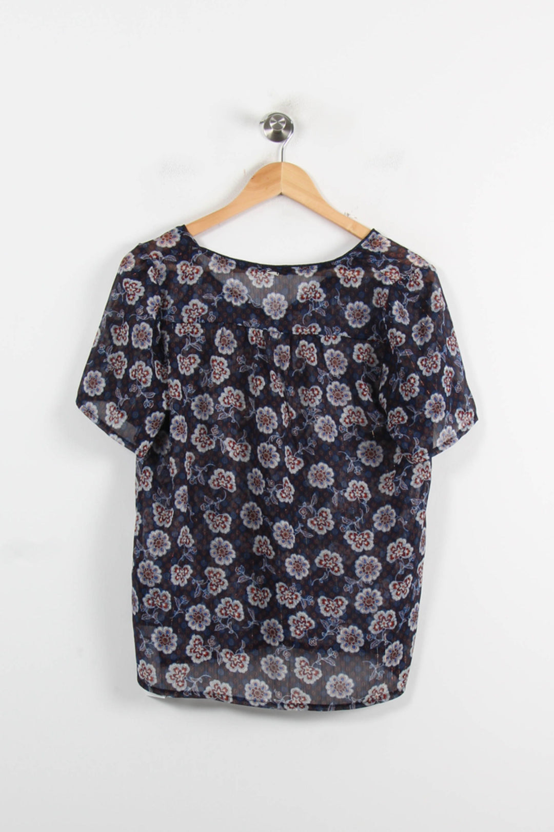 Blouse Fleurie Bleue et Blanche - Taille M/38 de la marque IKKS | PARAD73806 - Vendu par Paradigme - Image 4
