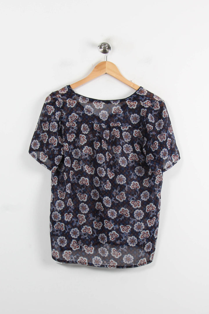 Blouse Fleurie Bleue et Blanche - Taille M/38 de la marque IKKS | PARAD73806 - Vendu par Paradigme - Image 4