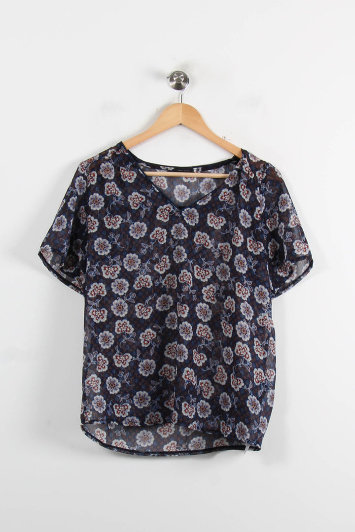 Blouse Fleurie Bleue et Blanche - Taille M/38 de la marque IKKS | PARAD73806 - Vendu par Paradigme - Image 2