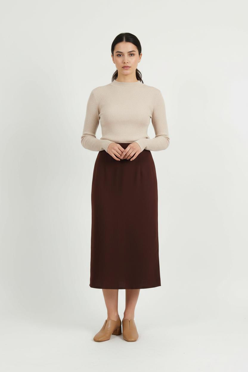 Jupe Midi Marron - Taille L/40 de la marque Karl Marc John | PARAD73854 - Vendu par Paradigme - Image 1
