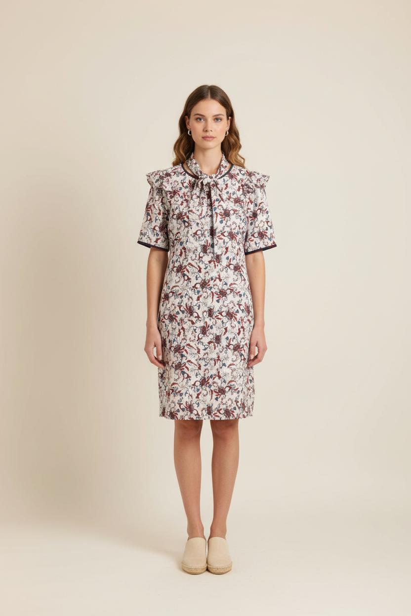 Robe Imprimée Beige et Rouge - Taille XS/34 de la marque Ekyog | PARAD73857 - Vendu par Paradigme - Image 1