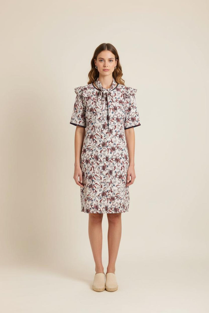 Robe Imprimée Beige et Rouge - Taille XS/34 de la marque Ekyog | PARAD73857 - Vendu par Paradigme - Image 1