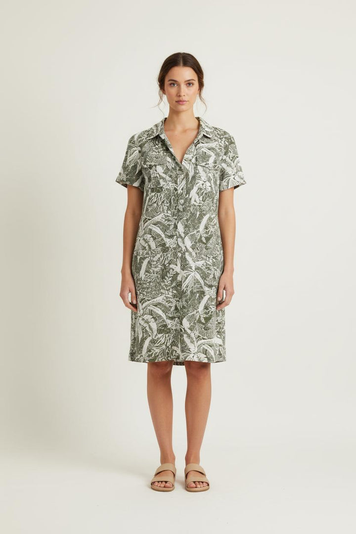Robe Chemise Verte et Blanche - Taille S/36 de la marque Caroll | PARAD73861 - Vendu par Paradigme - Image 1