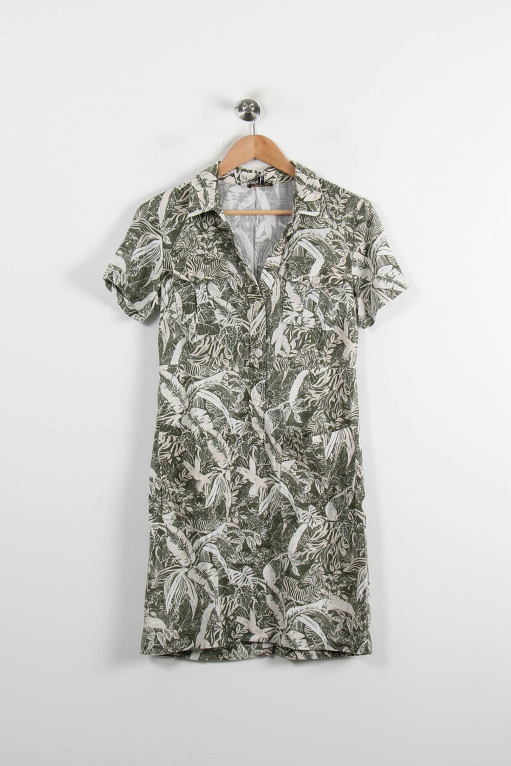 Robe Chemise Verte et Blanche - Taille S/36 de la marque Caroll | PARAD73861 - Vendu par Paradigme - Image 2