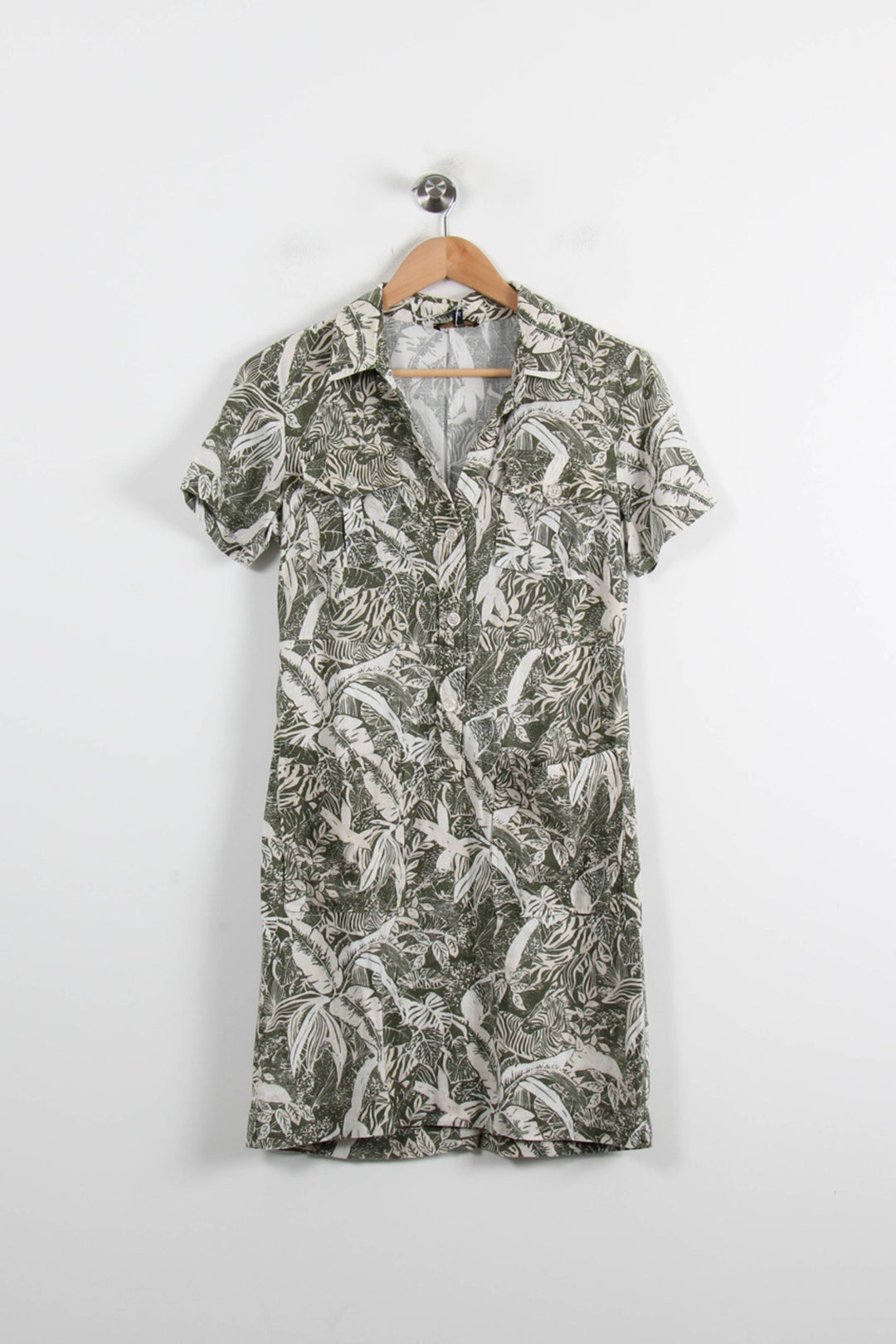 Robe Chemise Verte et Blanche - Taille S/36 de la marque Caroll | PARAD73861 - Vendu par Paradigme - Image 2