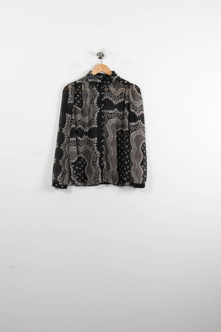 Chemisier Noir et Beige - Taille M/38 de la marque La Fée Maraboutée | PARAD73886 - Vendu par Paradigme - Image 2