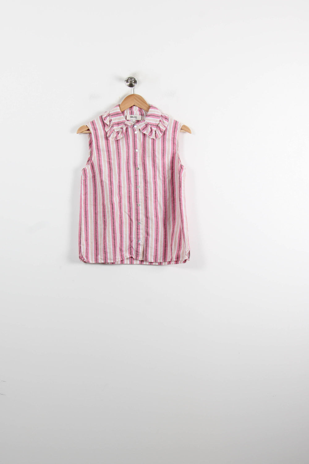 Chemisier Sans Manches Rose et Blanc - Taille S/36 de la marque Balzac Paris | PARAD73893 - Vendu par Paradigme - Image 2