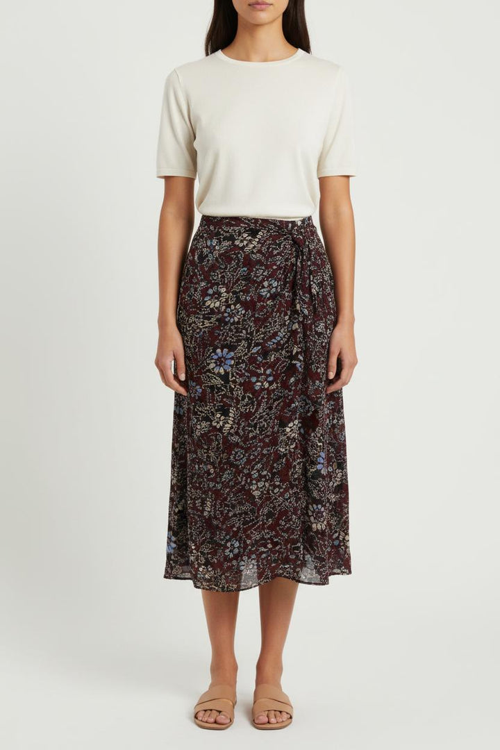 Jupe Midi Bordeaux et Bleu - Taille M/38 de la marque ba&sh | PARAD73896 - Vendu par Paradigme - Image 1