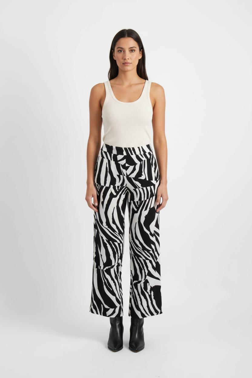 Pantalon Large Noir et Blanc - Taille S/36 de la marque La Fée Maraboutée | PARAD73902 - Vendu par Paradigme - Image 1