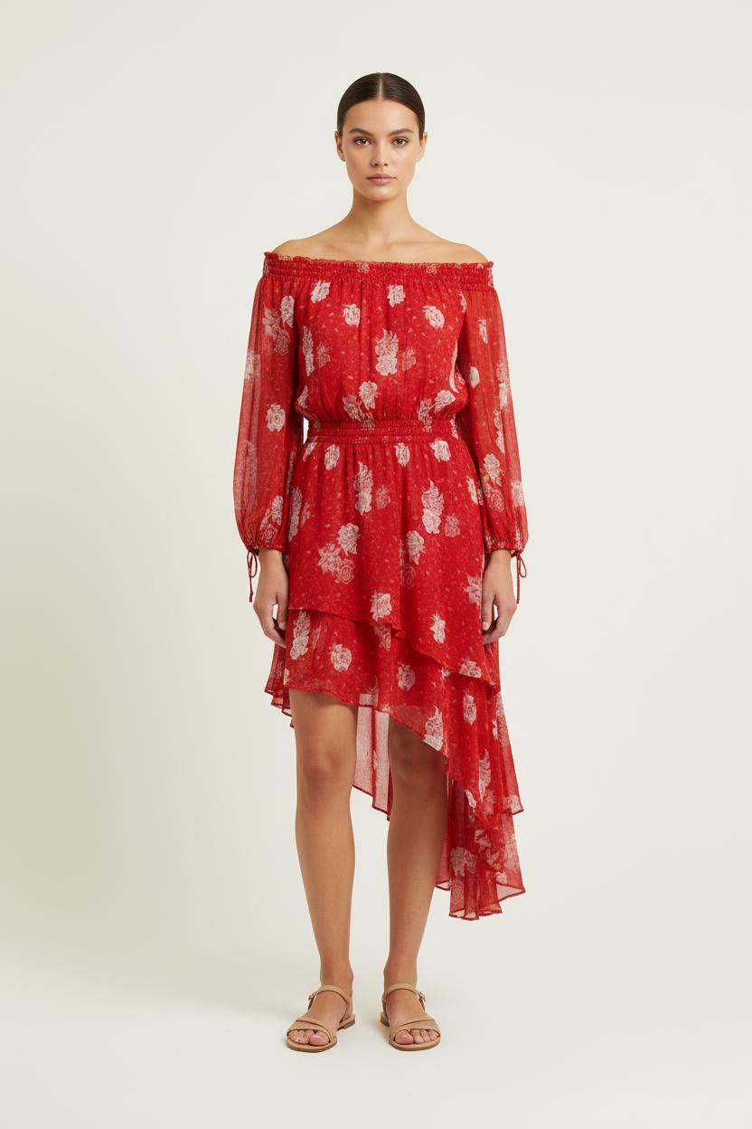 Robe Asymétrique Rouge et Blanche - Taille S/36 de la marque The Kooples | PARAD73913 - Vendu par Paradigme - Image 1
