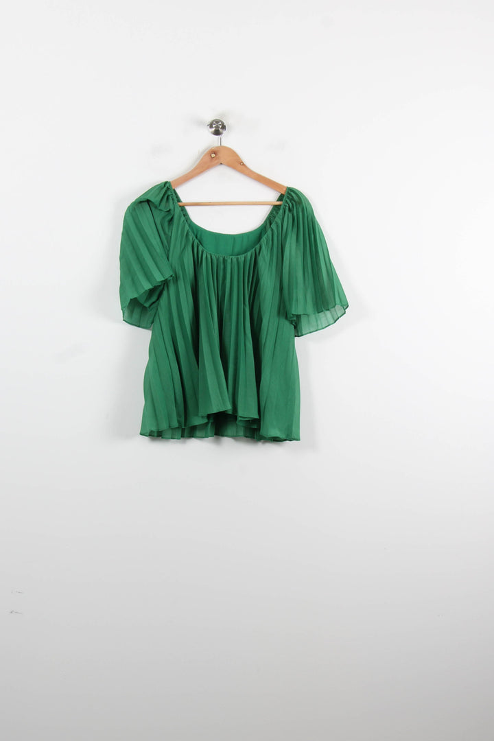 Blouse Plissée Verte - Taille L/40 de la marque Sézane | PARAD73914 - Vendu par Paradigme - Image 4