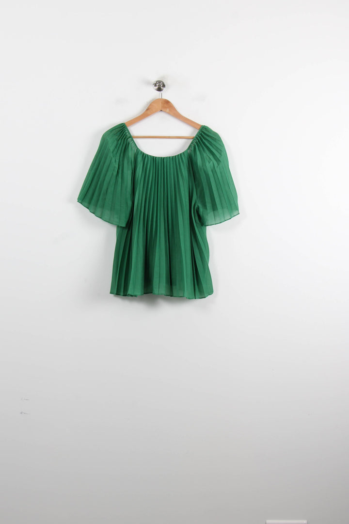 Blouse Plissée Verte - Taille L/40 de la marque Sézane | PARAD73914 - Vendu par Paradigme - Image 2