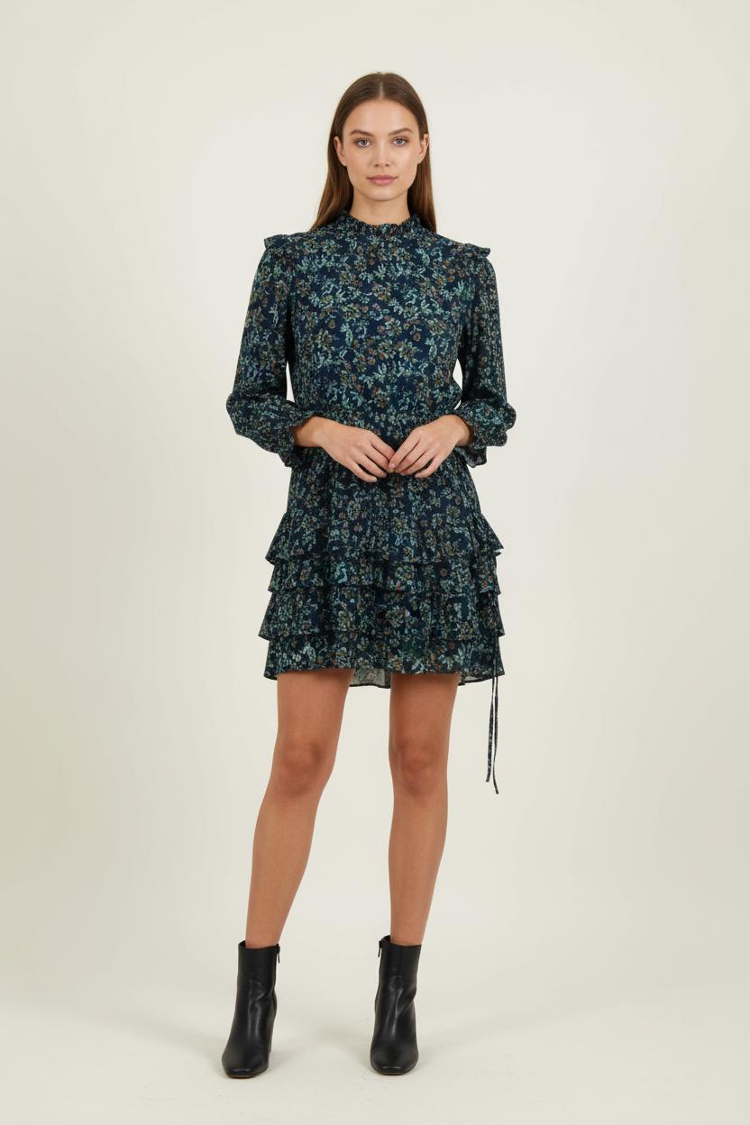 Robe Volantée Fleurie Bleu - Taille S/36 de la marque Bérénice | PARAD73922 - Vendu par Paradigme - Image 1