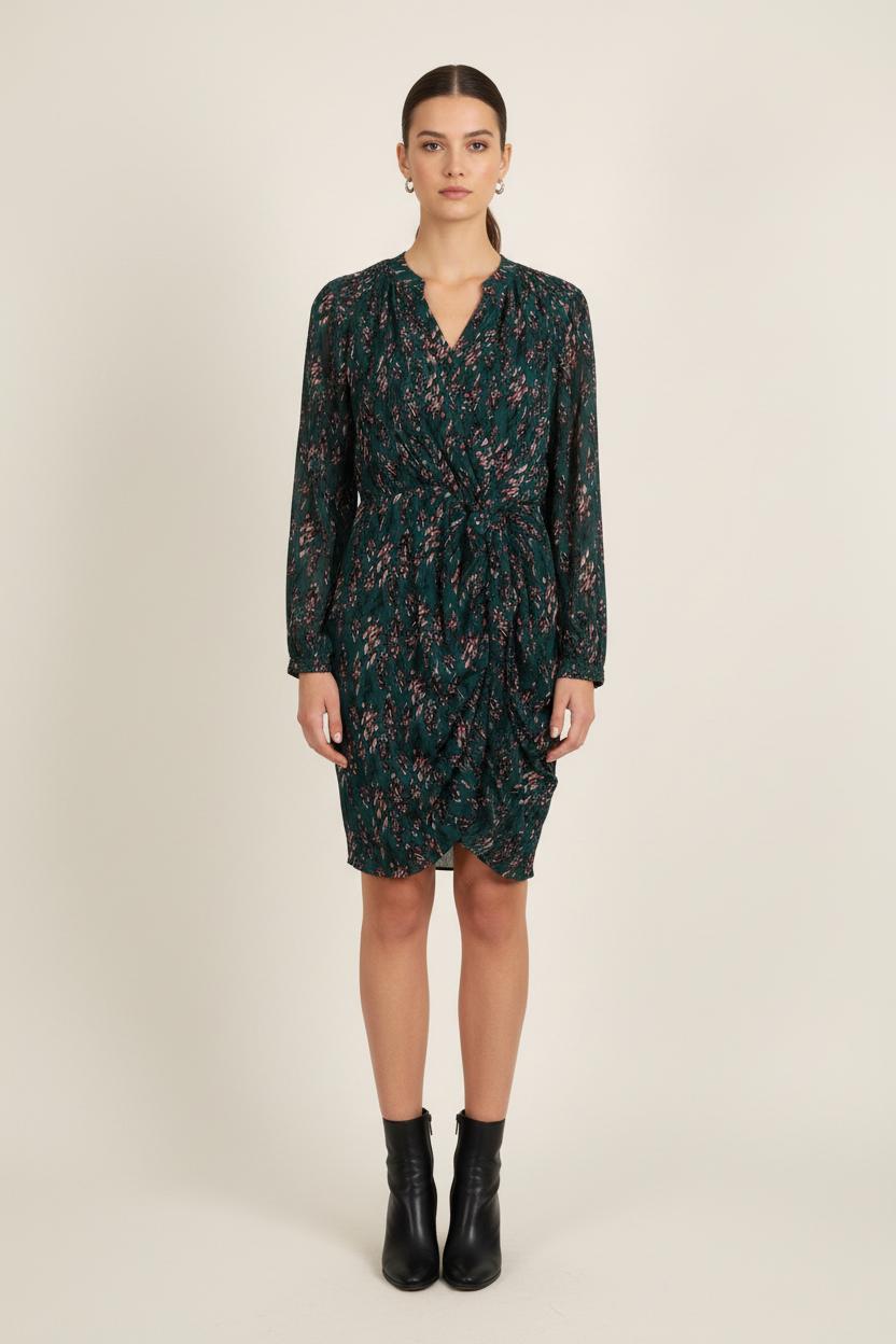 Robe Portefeuille Verte et Rose - Taille S/36 de la marque Bérénice | PARAD73937 - Vendu par Paradigme - Image 1