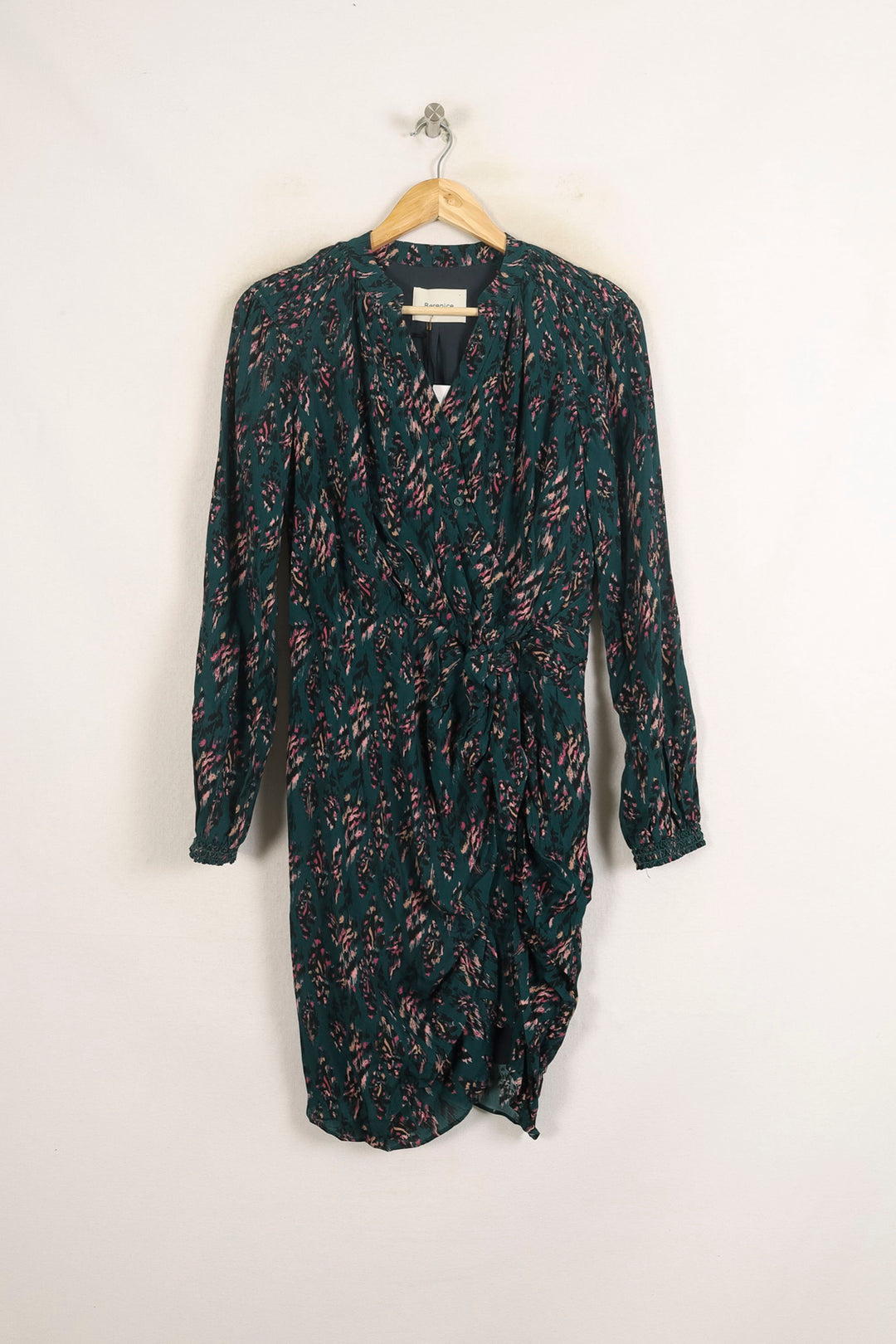 Robe Portefeuille Verte et Rose - Taille S/36 de la marque Bérénice | PARAD73937 - Vendu par Paradigme - Image 2