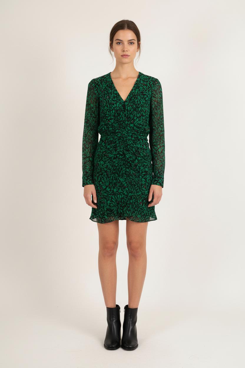 Robe Portefeuille Verte et Noire - Taille S/36 de la marque Bérénice | PARAD73939 - Vendu par Paradigme - Image 1